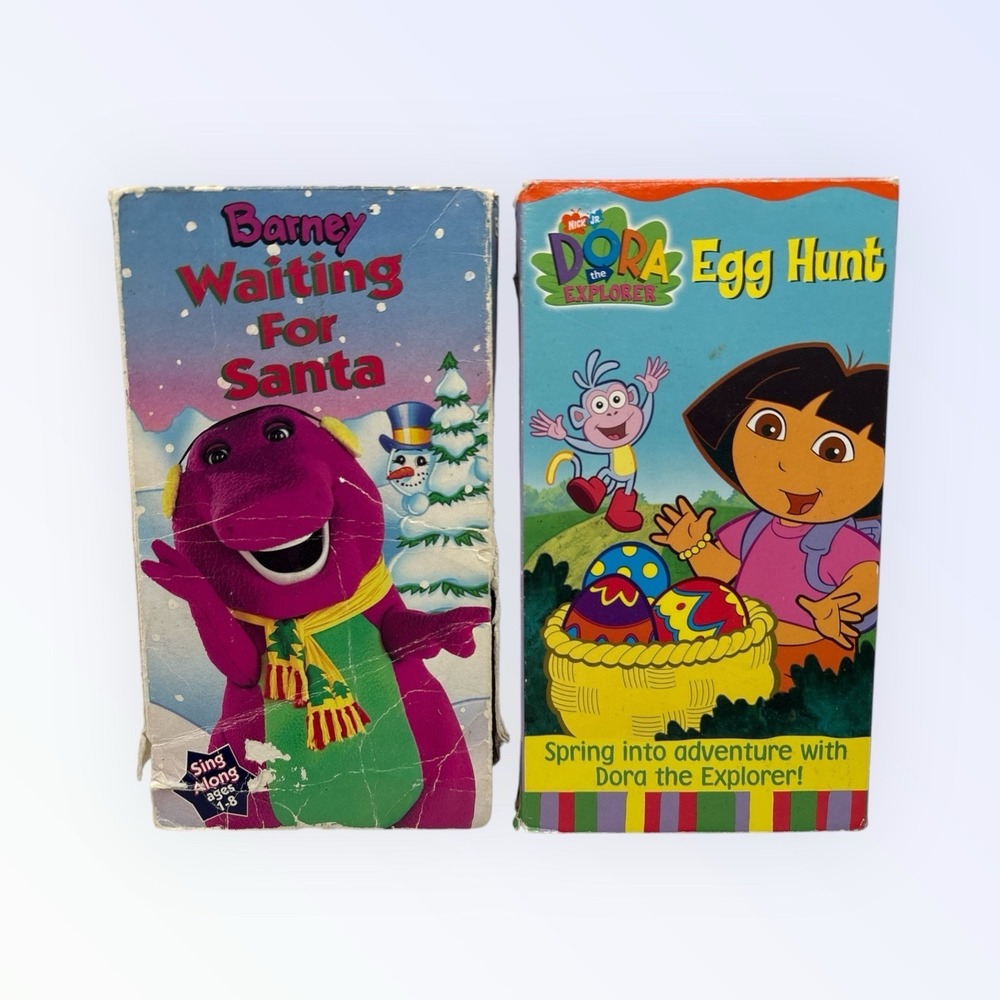 Vtg Barney Waiting For Santa VHS 1992 Christmas Sing Along Songs DORA‎ EGG HUNT